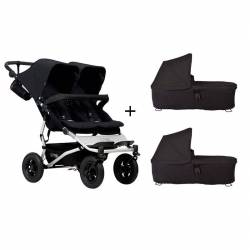 Cochecito Gemelar Duet 3.0 de Mountain Buggy con 2 capazos black