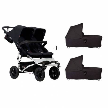 Cochecito Gemelar Duet 3.0 de Mountain Buggy con 2 capazos black