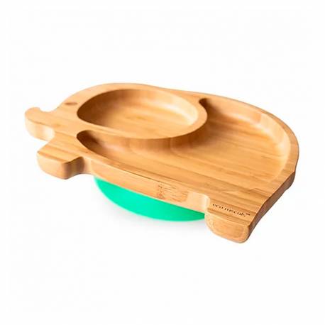 Plato de Bambú Ecológico Elefante de Eco Rascals verde