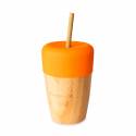 Eco Rascals Copo de Bambu com Tampa e Palha 240 ml Laranja