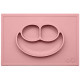 Bandeja con Plato de Silicona Happy Mat color rosa 