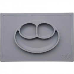 Bandeja con Plato de Silicona Happy Mat color gris oscuro
