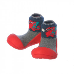 Sapatos de bebê Attipas vermelho dinossauro
