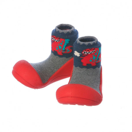 Sapatos de bebê Attipas vermelho dinossauro