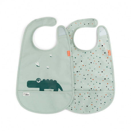 Croco Verde DONE BY DEER bib 2 pcs