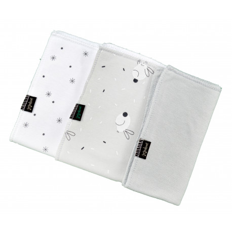 Pacote de 3 lenços umedecidos Sonpetit RABBIT GRIS/SKY BCO./BAMBOO GRIS