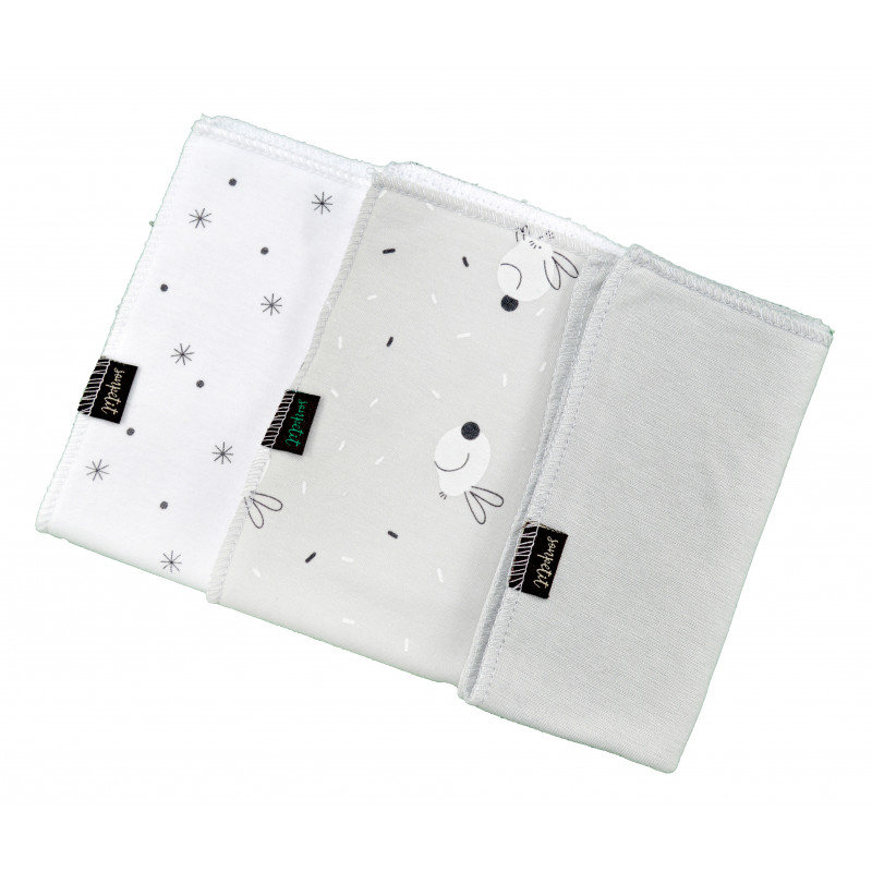 Pacote de 3 lenços umedecidos Sonpetit RABBIT GRIS/SKY BCO./BAMBOO GRIS