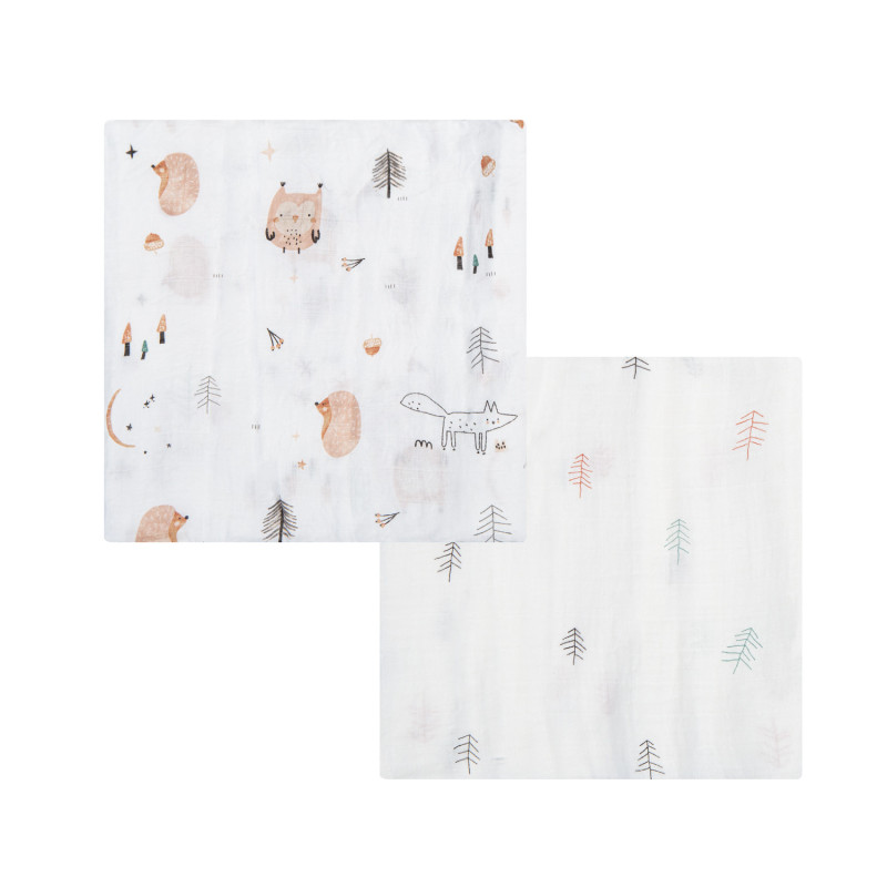 Pack 2 Musselins de Bambu Bimbidreams País das Maravilhas 120x120
