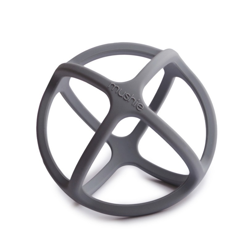 Pomba Bola de Silicone Cinza Mushie Mordedor 12X12X12 cm