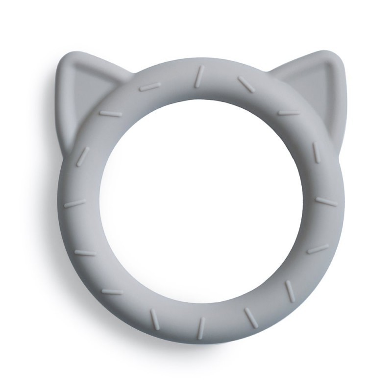 Mordedor de silicone Mushie pedra do gato 9X9X1 cm