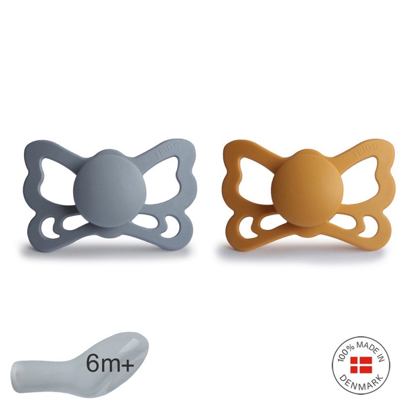 Pack 2 Chupetas Anatômicas de Silicone Mushie Borboleta Great G./Honey G. 6+
