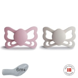 Pack 2 Chupetes Anatómico Silicona Mushie Butterfly Primrose/Silver G. 6+