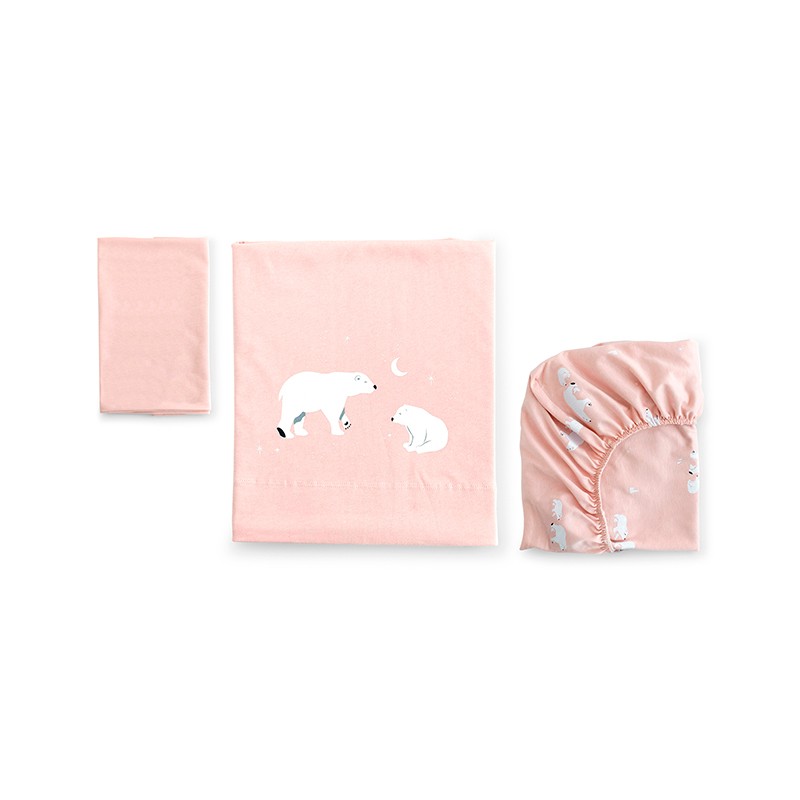 Conjunto de Lençóis Mini Berço Bonjourbebe Polaris Rosa 3p