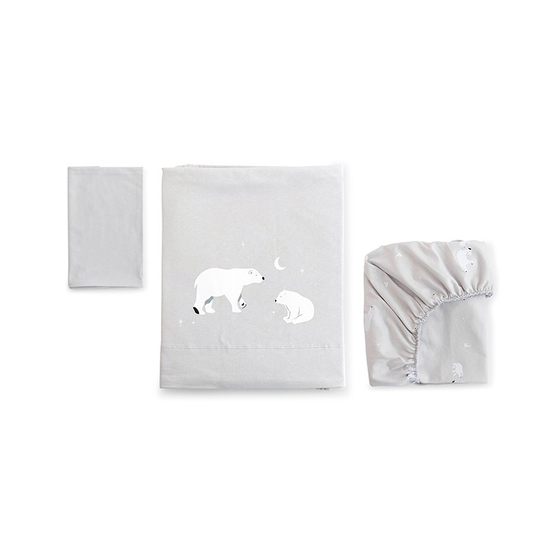 Conjunto Sábanas de Minicuna Bonjourbebe Polaris Gris 3p