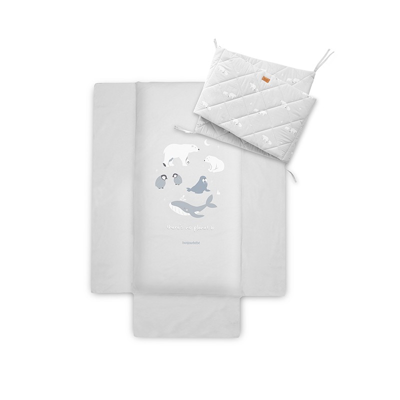 Bonjourbebe Polaris Gray Pack Colcha e Protetor para Berço