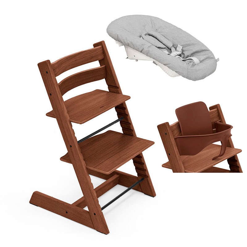 Pack Trona Stokke Tripp Trapp Madera de Roble 3 en 1 para Recién Nacidos