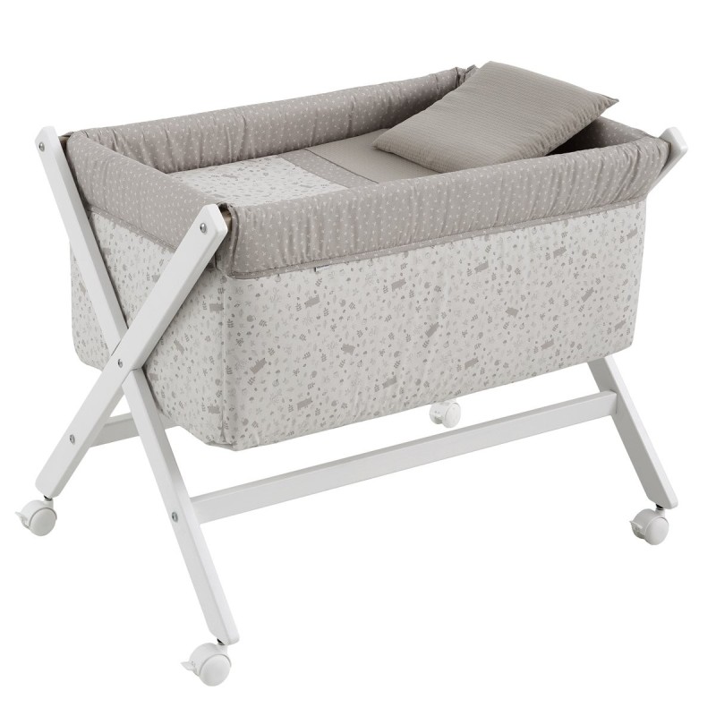 Minicuna Tijera Madera Abete Beige/Bco 55X87X74 Cm