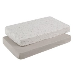Lençol encordável para berço, pack de 60 unidades, 2 unidades. 60X120X17 cm abeto bege