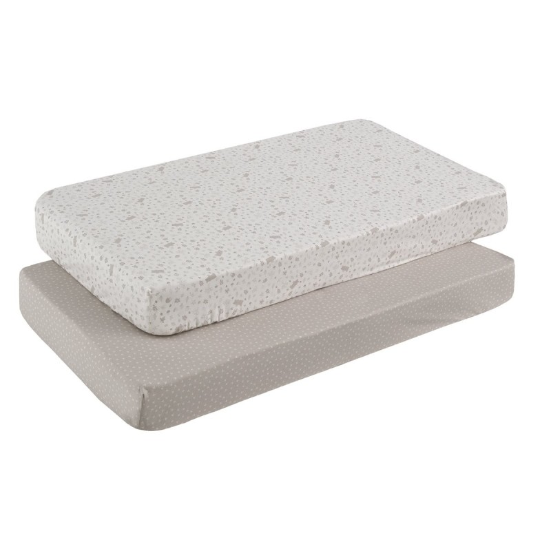Lençol encordável para berço, pack de 60 unidades, 2 unidades. 60X120X17 cm abeto bege