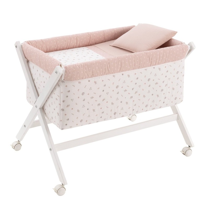 Minicuna Tijera Madera Calma Rosa/Bco 55X87X74 Cm