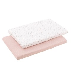 Mini embalagem de lençóis para berço 2 unidades. 50X90X12 cm Calma Pink
