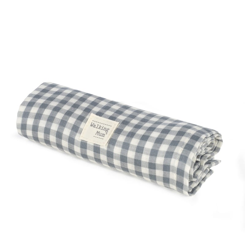Funda Colchón de Capazo Rayas y Muselina Vichy Walking Mum Praliné