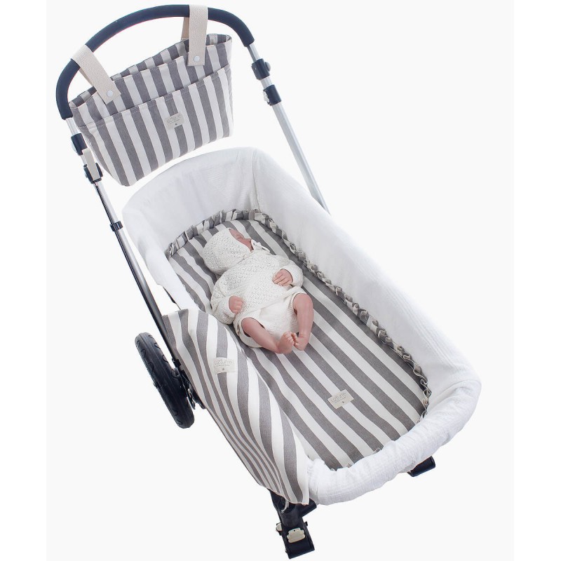 Lençol Embaixo Carrycot + Pedra às riscas de musselina Uzturre